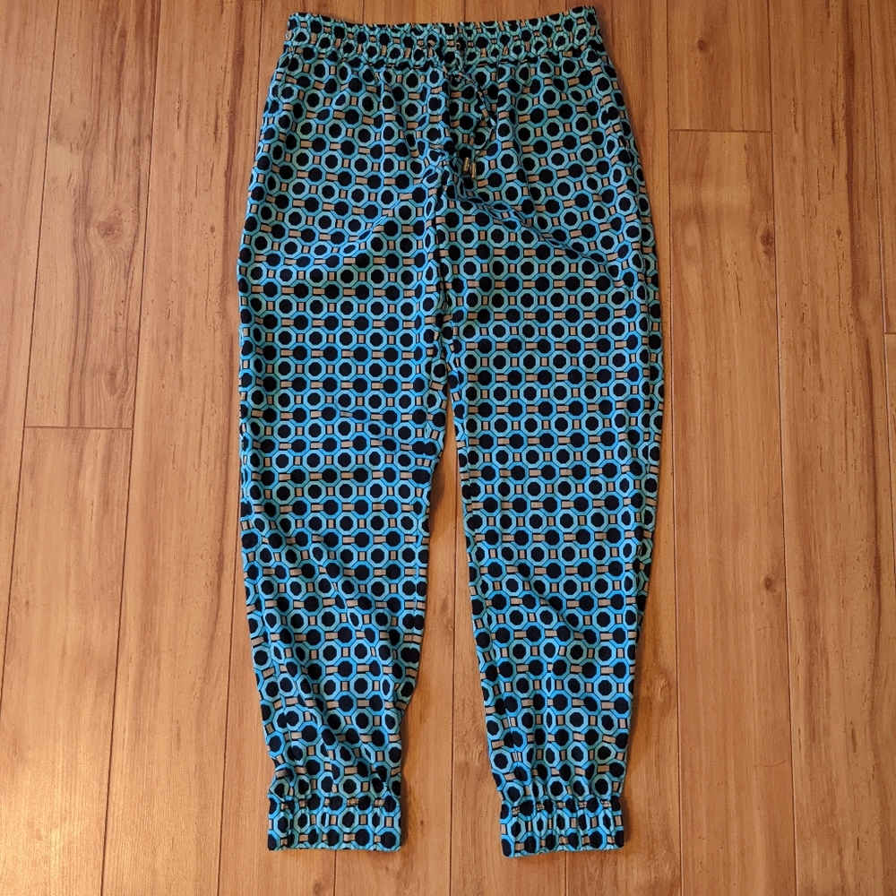 MICHAEL Michael Kors Women's Vibrant Geometric Teal Joggers Sz 4